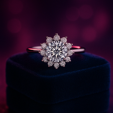 Engagement halo ring 1.28 (ctw) in 14k white gold