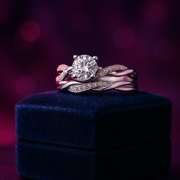 0.90 Carat (ctw) Twisted Diamond Bridal Set in 14k White Gold