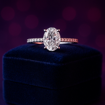 Bague en diamant de laboratoire taille ovale 1,00 (ctw) or blanc 14 carats