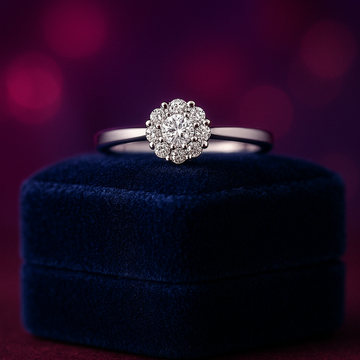 Round cut solitaire engagement ring 0.22 (ctw) in 14 k white gold