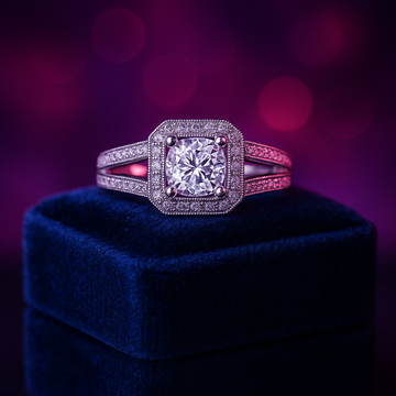 Bague halo cultivée en laboratoire taille coussin éternel 1.11 (ctw) or 14 carats