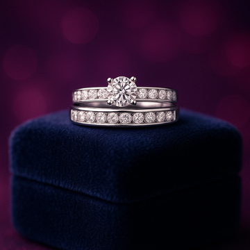 Genuine round diamond solitaire wedding set 0.62 (ctw) in 14k gold