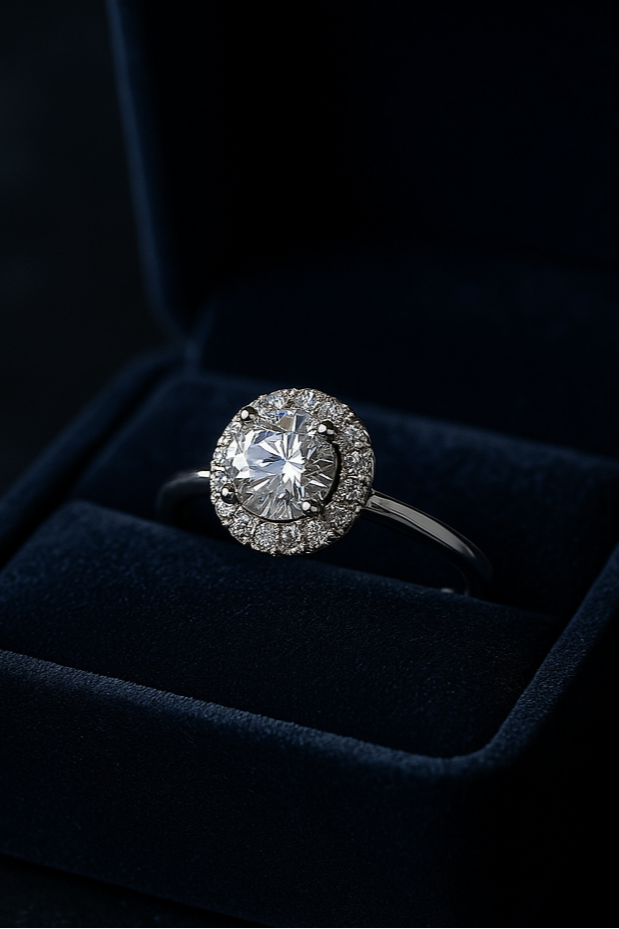 0.70 Carat (ctw) Lab-Grown Halo Engagement Ring in 14k Gold
