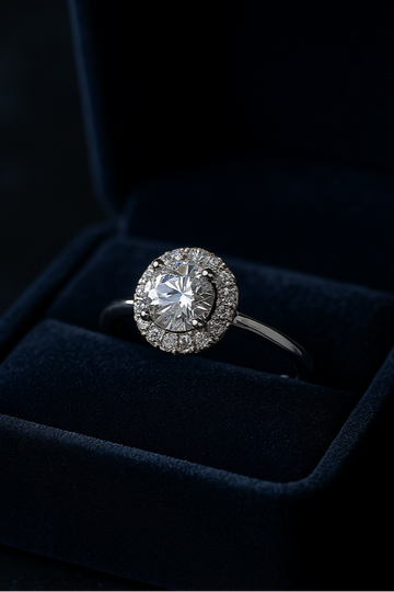 0.70 Carat (ctw) Lab-Grown Halo Engagement Ring in 14k Gold