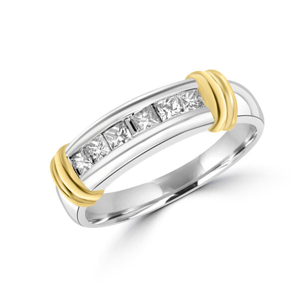 Platinum & yellow gold princess cut semi-eternity ring 0.50 (ctw)