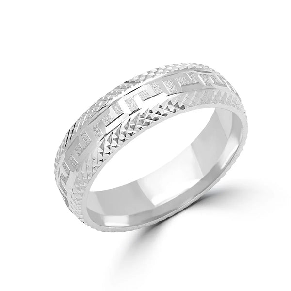 Wedding Band – Greek key Design Sandblasted Finish 6mm