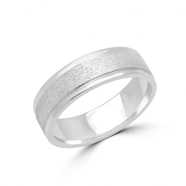 Gold Wedding Band With Sandblasted Finish 6mm