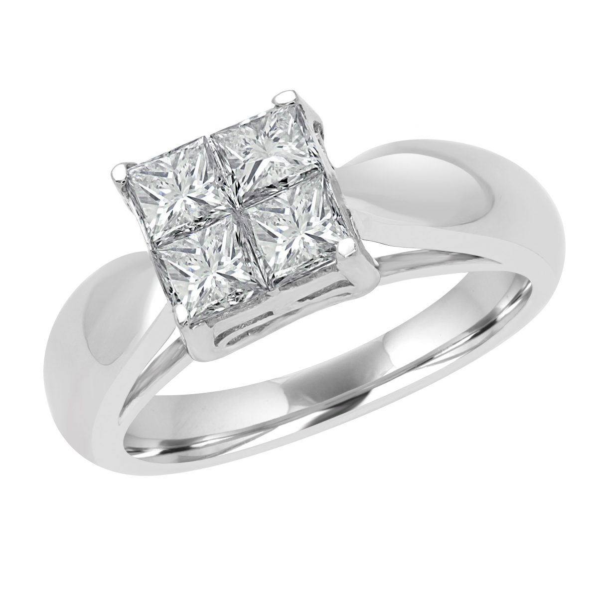 Princess cut invincible set engagement ring 1.00 (ctw) 14k gold
