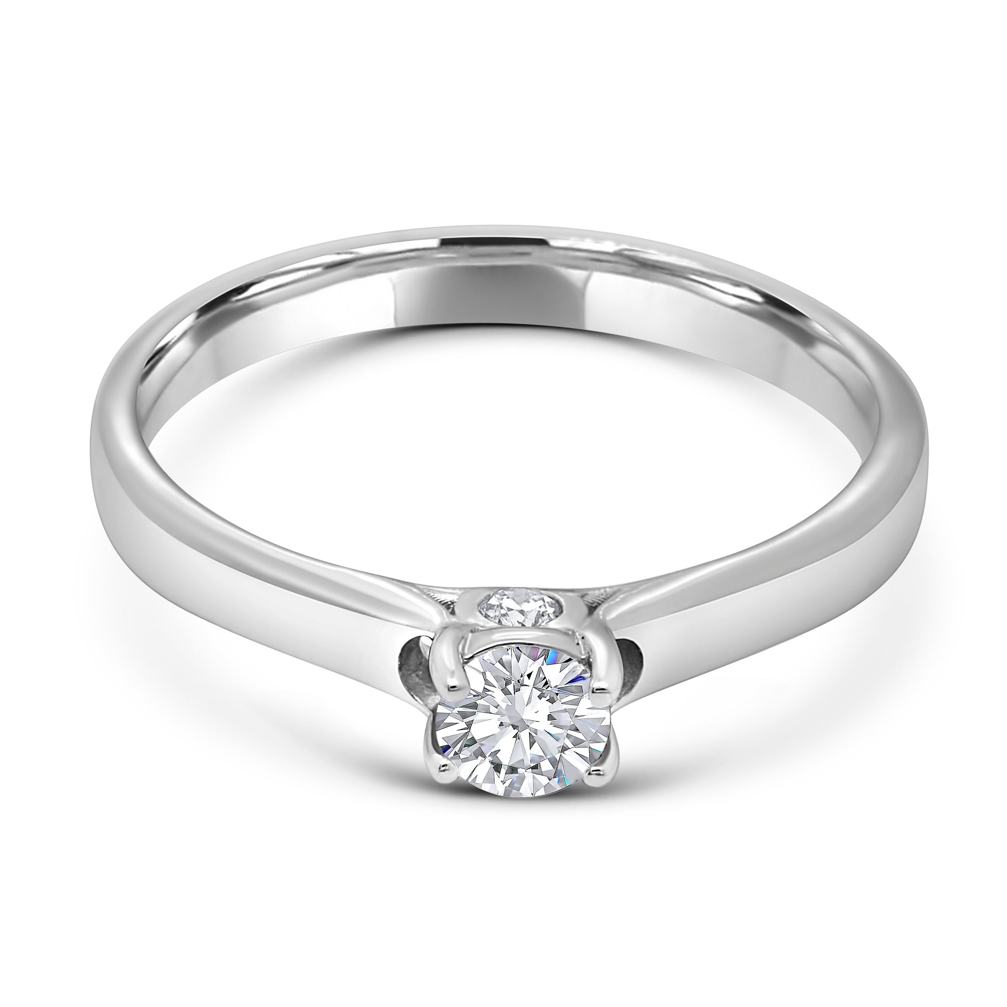 0.28 ct round brilliant diamond engagement ring in 14k white gold