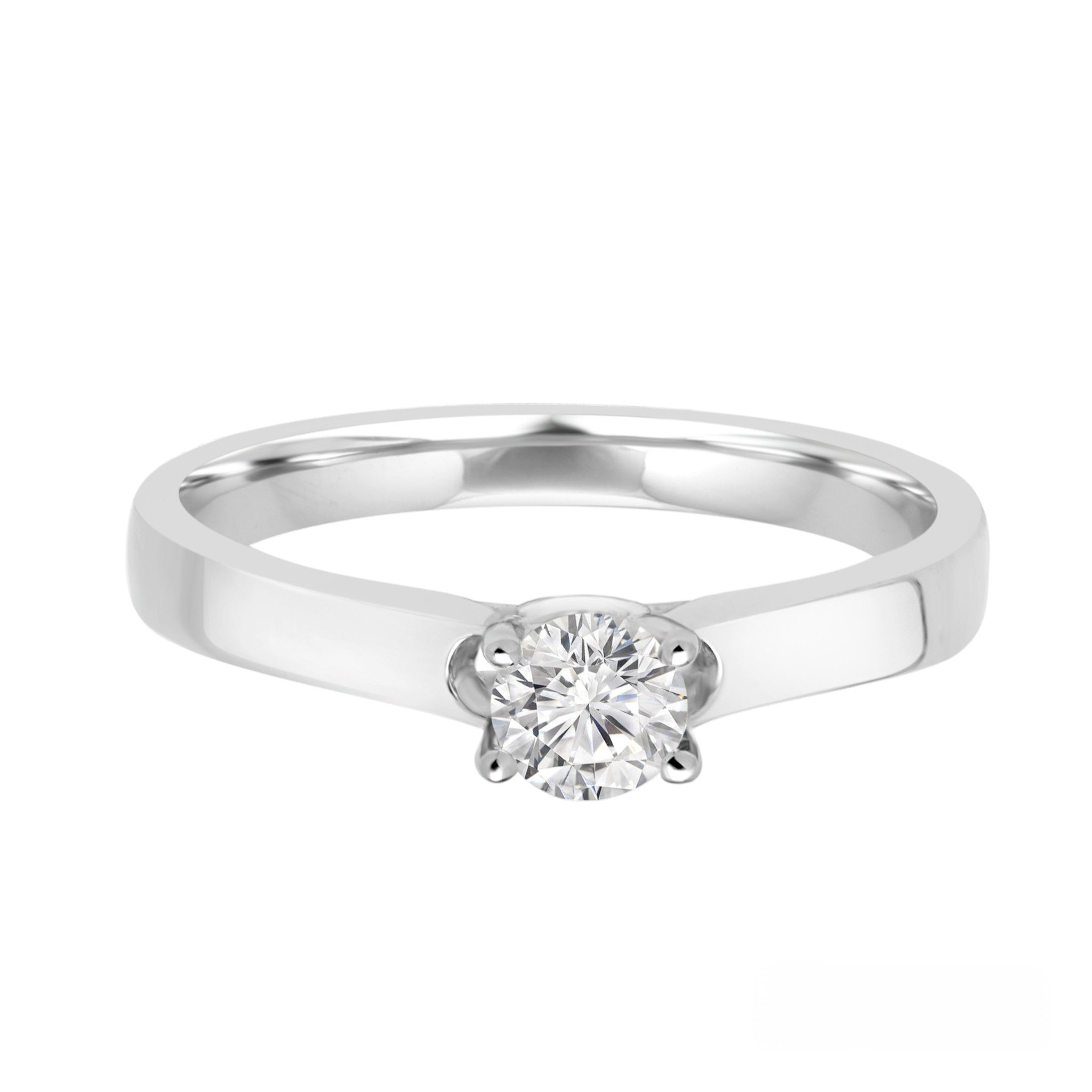 Round solitaire 0.3 carat diamond engagement ring 14k white gold
