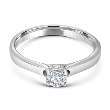 Round solitaire 0.3 carat diamond engagement ring 14k white gold