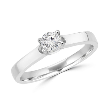 Round solitaire 0.3 carat diamond engagement ring 14k white gold