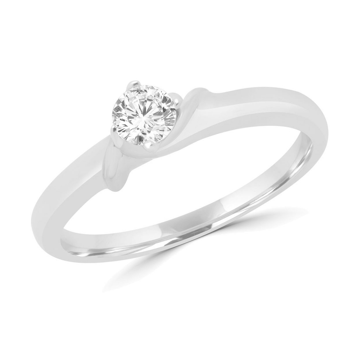 Shimmering round diamond solitaire promise ring in 14k white gold