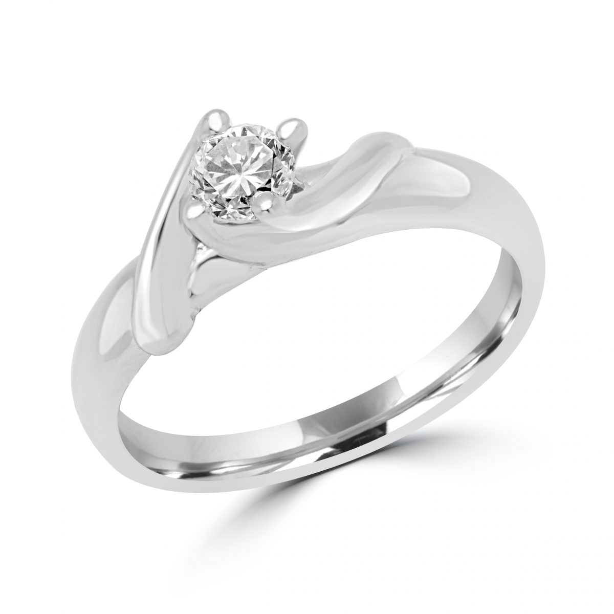 Bague de fiançailles en or blanc 14 carats avec diamant si g de 0,30 carat