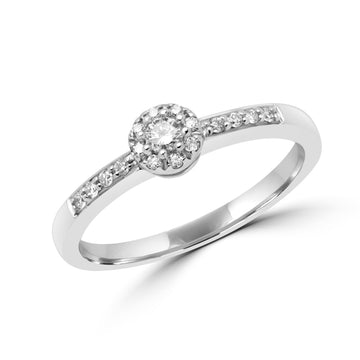 Trendy diamond halo ring 0.19 (ctw) in 14k white gold