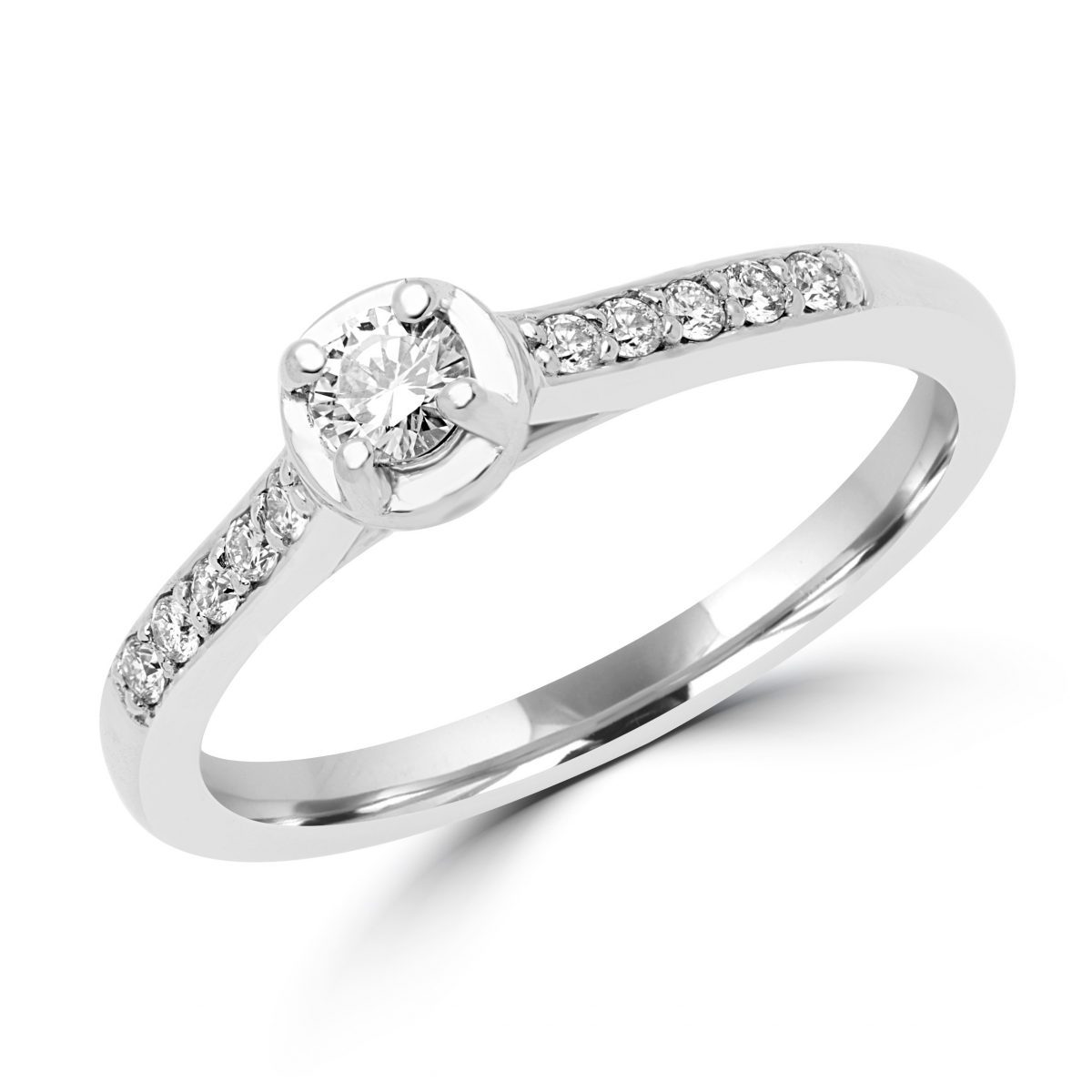 Sleek brilliant engagement ring 0.22 (ctw) in 14k white gold