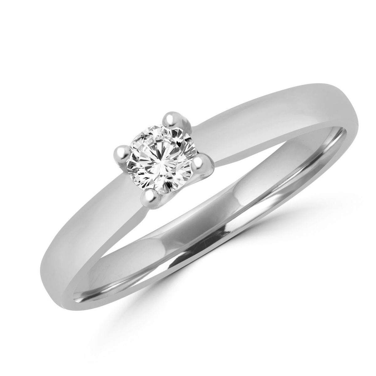 Striking solitaire engagement ring 0.15 (ctw) in 14k white gold