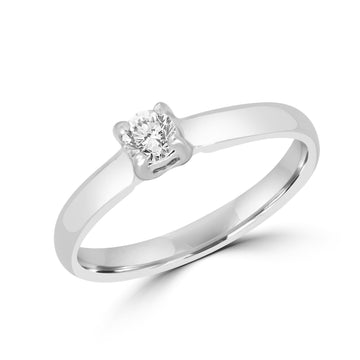 Élégante bague de fiançailles solitaire 0,20 (ctw) en or blanc 14 carats