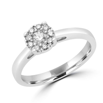 Round cut solitaire engagement ring 0.22 (ctw) in 14 k white gold