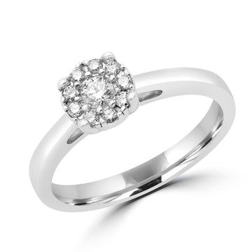 Bague de fiançailles solitaire taille ronde 0,22 (ctw) en or blanc 14 carats