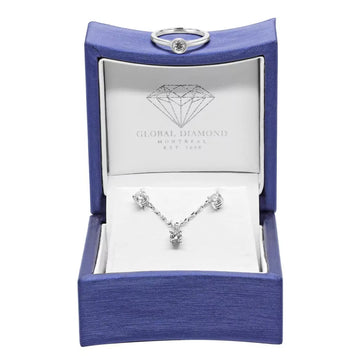 Ensemble pendentif, boucles d'oreilles et bague en diamant audacieux 1,02 (ctw) or 14 carats 