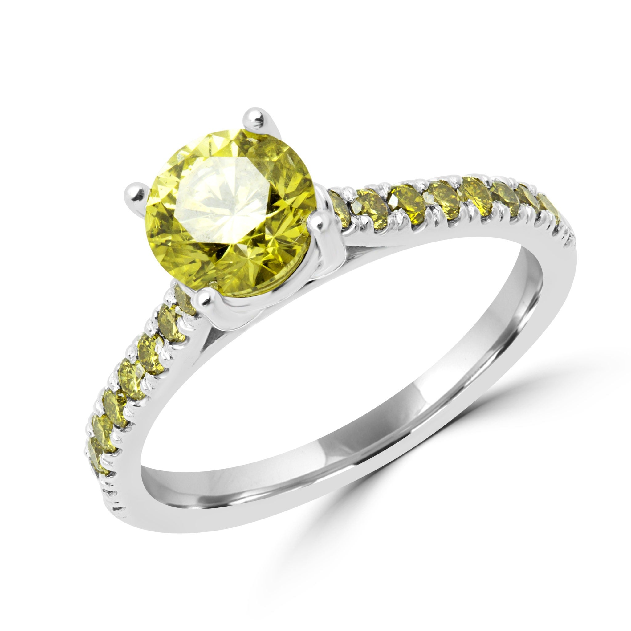 One of a kind solitaire canary diamond engagement ring