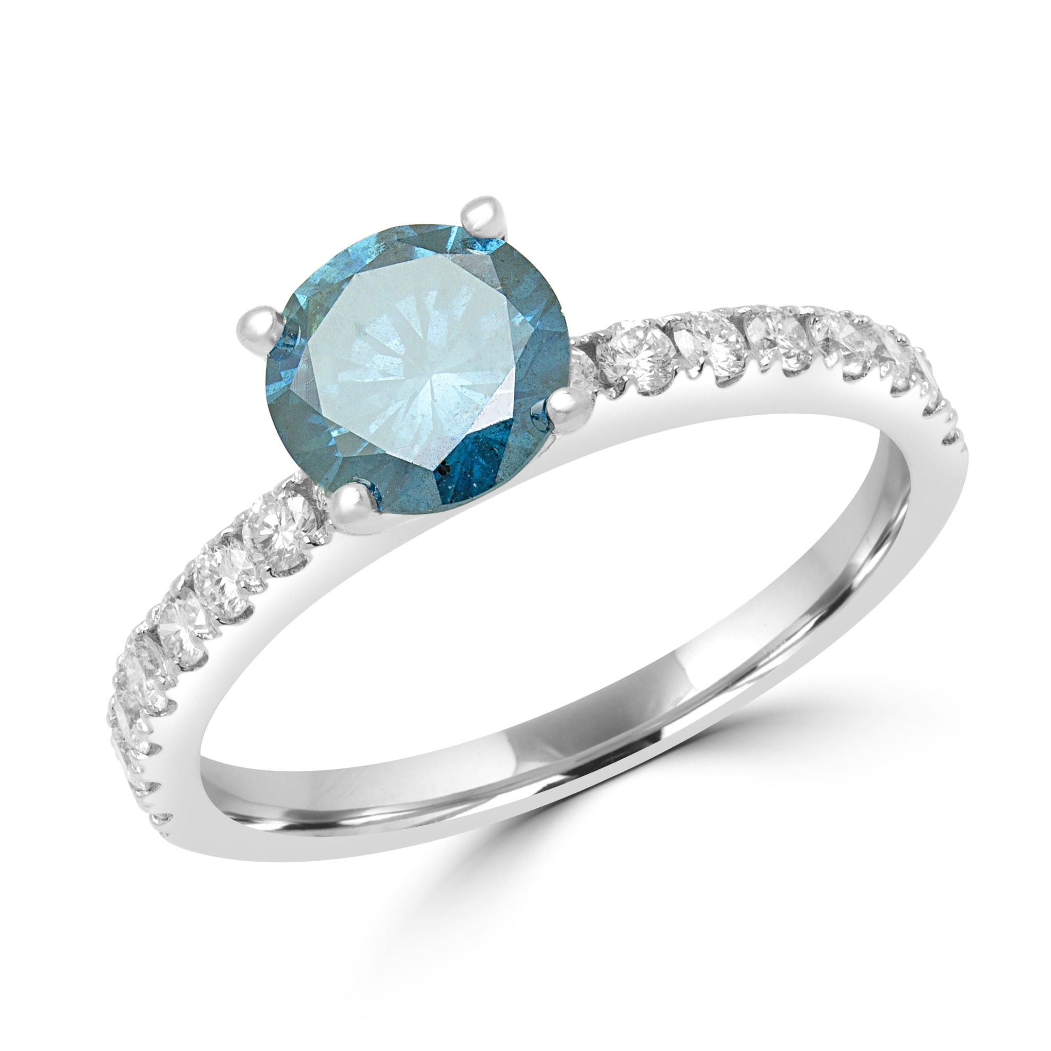 Enhanced blue solitaire ring 1.40 (ctw) in 14k white gold
