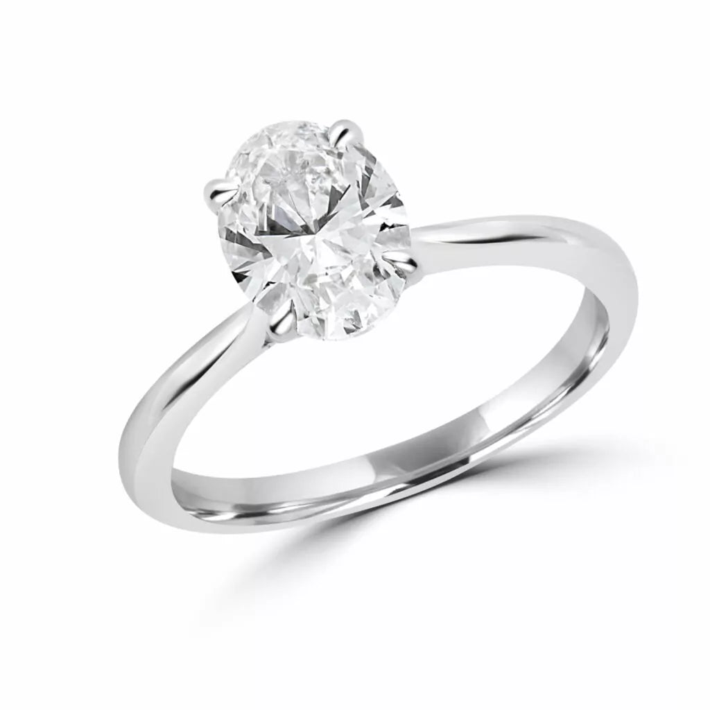Oval cut lab-grown solitaire diamond ring 1.54 (ctw) in 14k gold