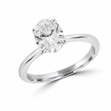 Oval cut lab-grown solitaire diamond ring 1.54 (ctw) in 14k gold