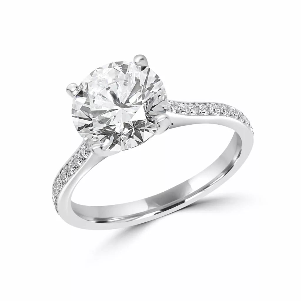 Solitaire round lab-grown diamond ring 2.50 (ctw) in 14k white gold