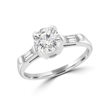Refurbished round baguette solitaire ring 1.15 (ctw) in 14k gold