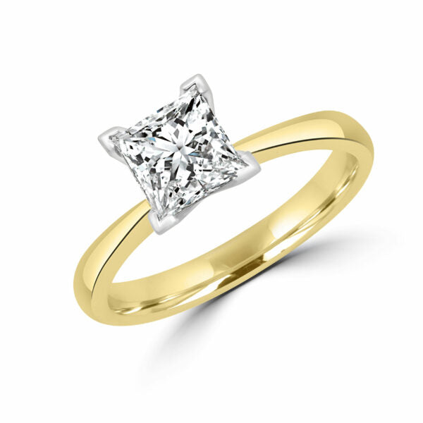 Princess cut lab-grown solitaire diamond ring 1.4 (ctw)D VS2 14k gold