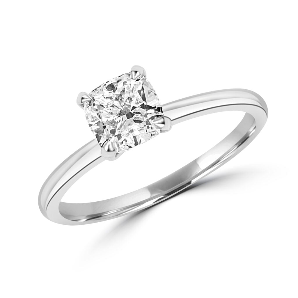 Lab-grown diamond cushion cut solitaire ring 1.06 (ctw) in 14k gold
