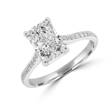 Diamant solitaire cultivé en laboratoire taille radiant 1,77 (ctw) en or 14 carats