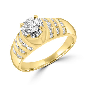 Bague diamant solitaire surélevée de 1,52 carat (ctw) en or jaune 14 carats