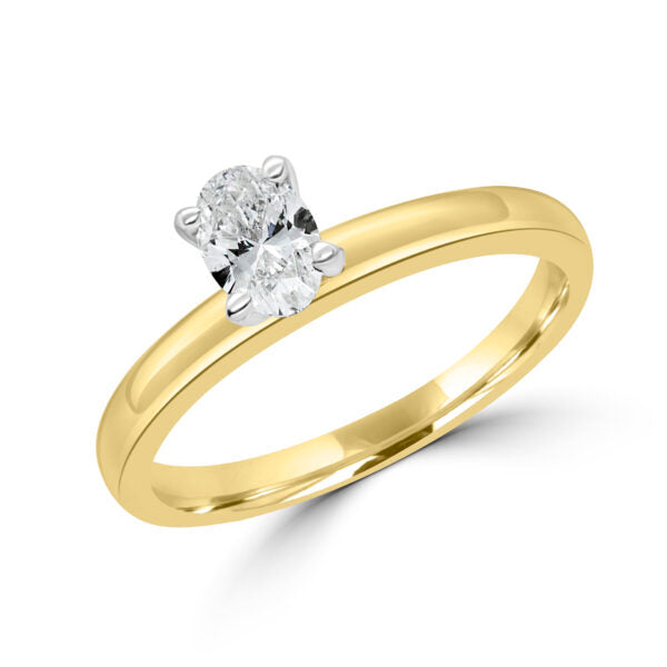 Oval cut lab-grown solitaire diamond ring 0.36 (ctw) in 14k gold