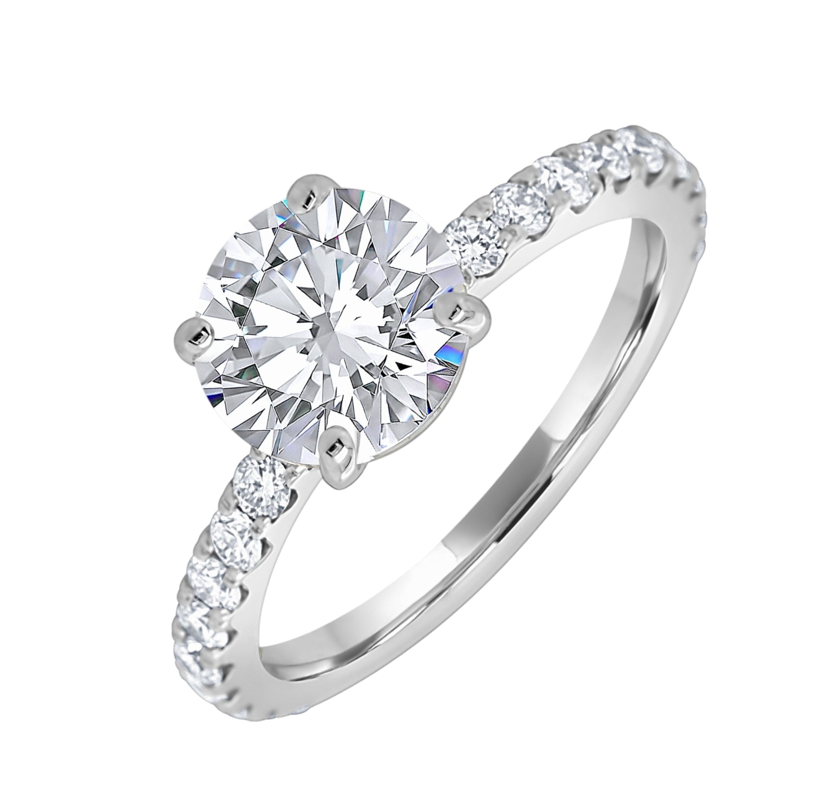 Classic solitaire engagement ring 2.36 (ctw) in 14k white gold