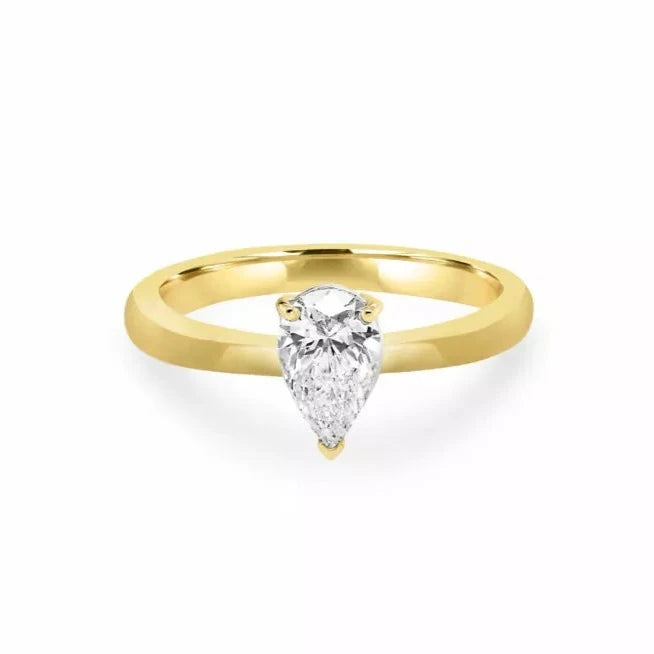 Bague solitaire diamant cultivé en laboratoire taille poire 0,70 (ct) en or 14 carats 