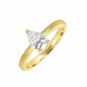 Pear cut lab-grown solitaire diamond ring 0.70 (ctw) in 14k gold