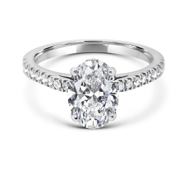 Oval solitaire lab-grown diamond ring 2.84 (ctw) VS1 D 14k gold