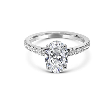 Oval cut lab-grown diamond ring 2.36 (ctw) 14k white gold