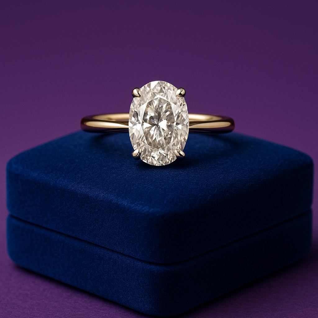 Oval cut lab-grown bridge diamond ring 3.36 (ctw) 14k white gold