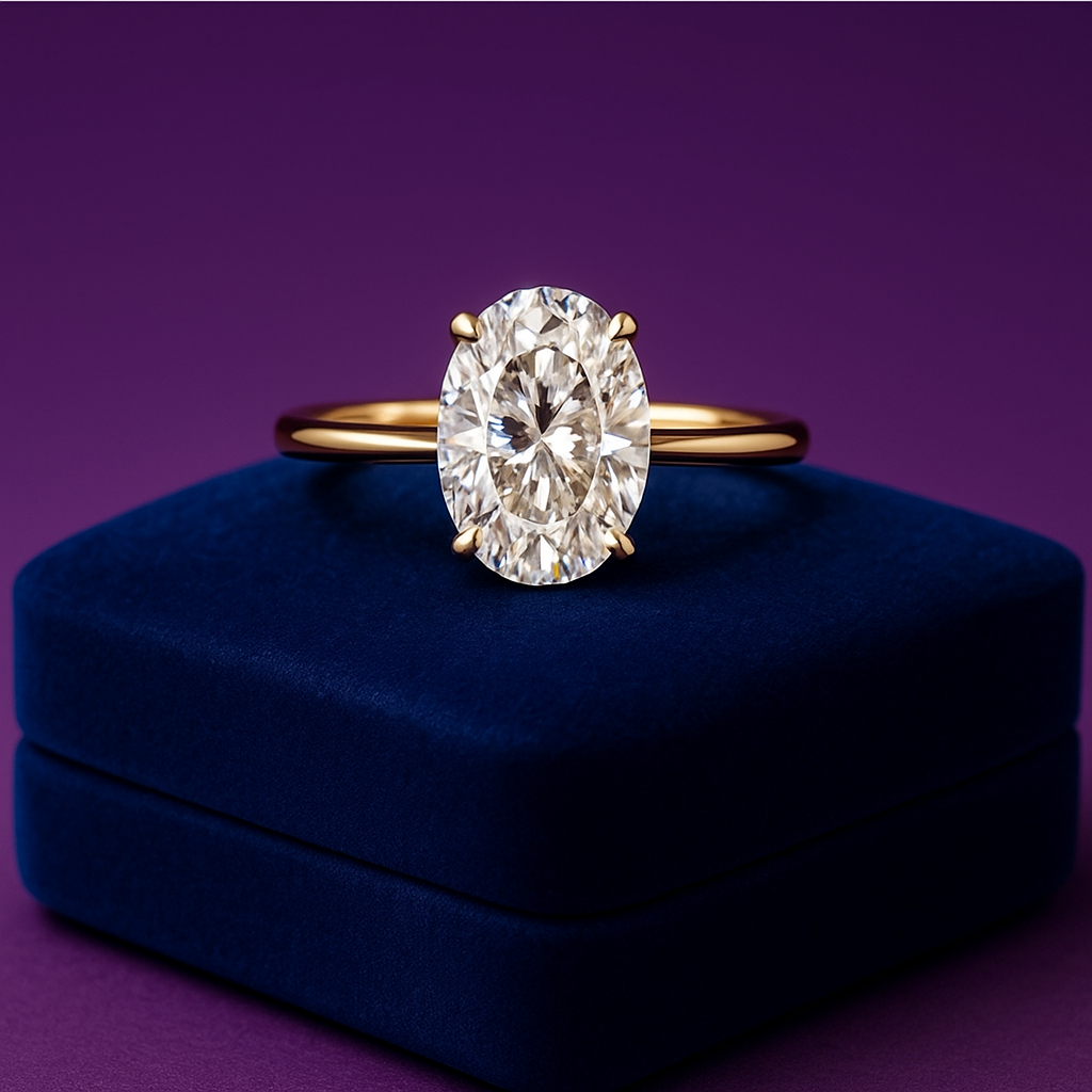 Oval cut lab-grown bridge diamond ring 3.36 (ctw) 14k white gold