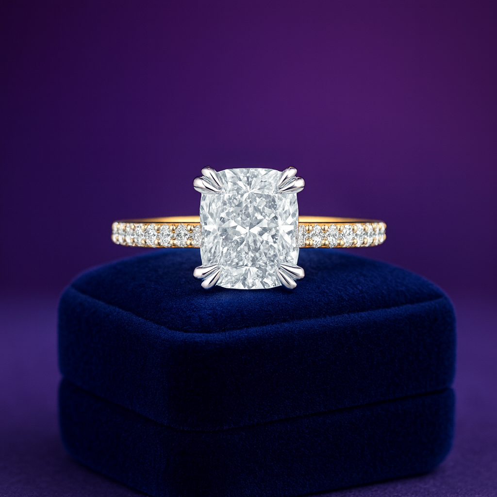 Bague solitaire diamant synthétique taille ronde 1,20 (ct) en or 14 carats