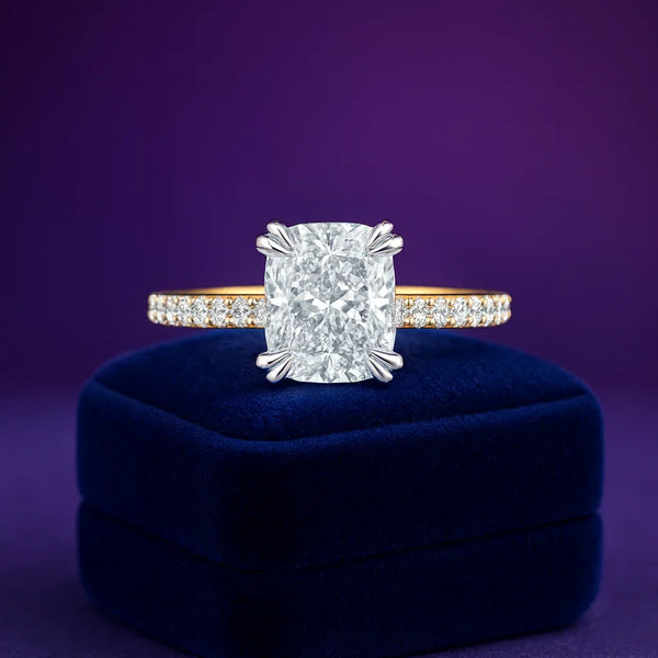 Cushion cut lab-grown solitaire diamond ring 1.76 (ctw) in 14k gold