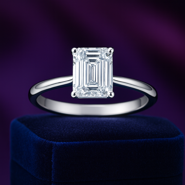 Emerald cut lab-grown solitaire diamond ring 1.01 (ctw)VS1 D 14k gold