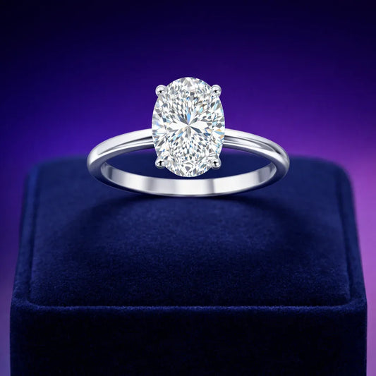 Oval cut lab-grown solitaire diamond ring 1.01 (ctw) VS1 D 14k gold - Global Diamond Montreal