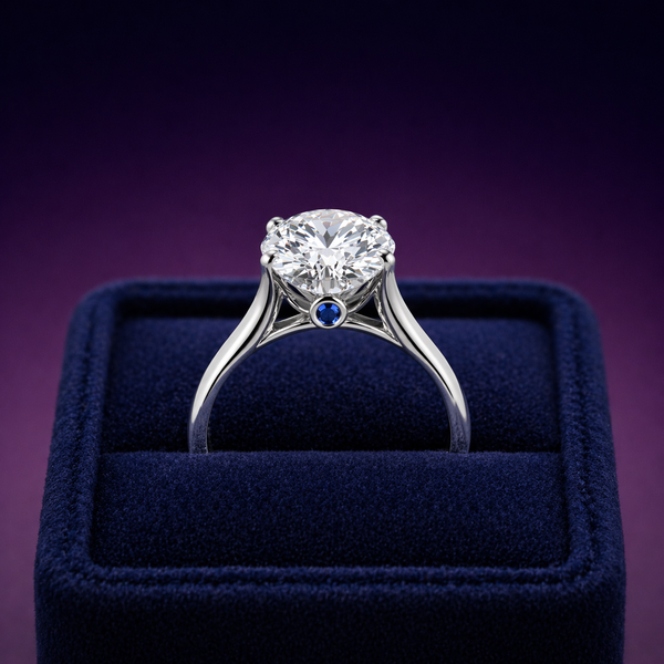 Sapphire and Lab-grown diamond solitaire engagement ring 2.70 (ctw) 14k gold