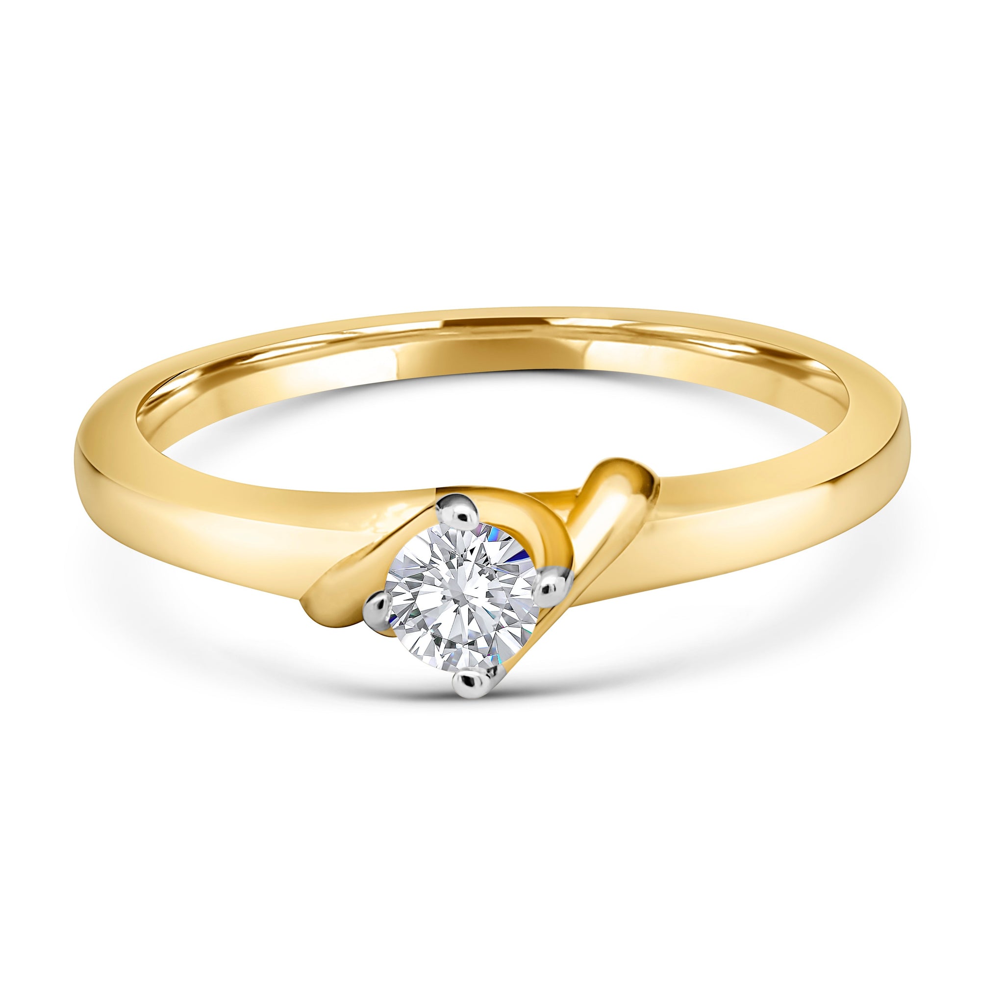 Fabuleuse bague de fiançailles solitaire diamant rondOr jaune 14 carats