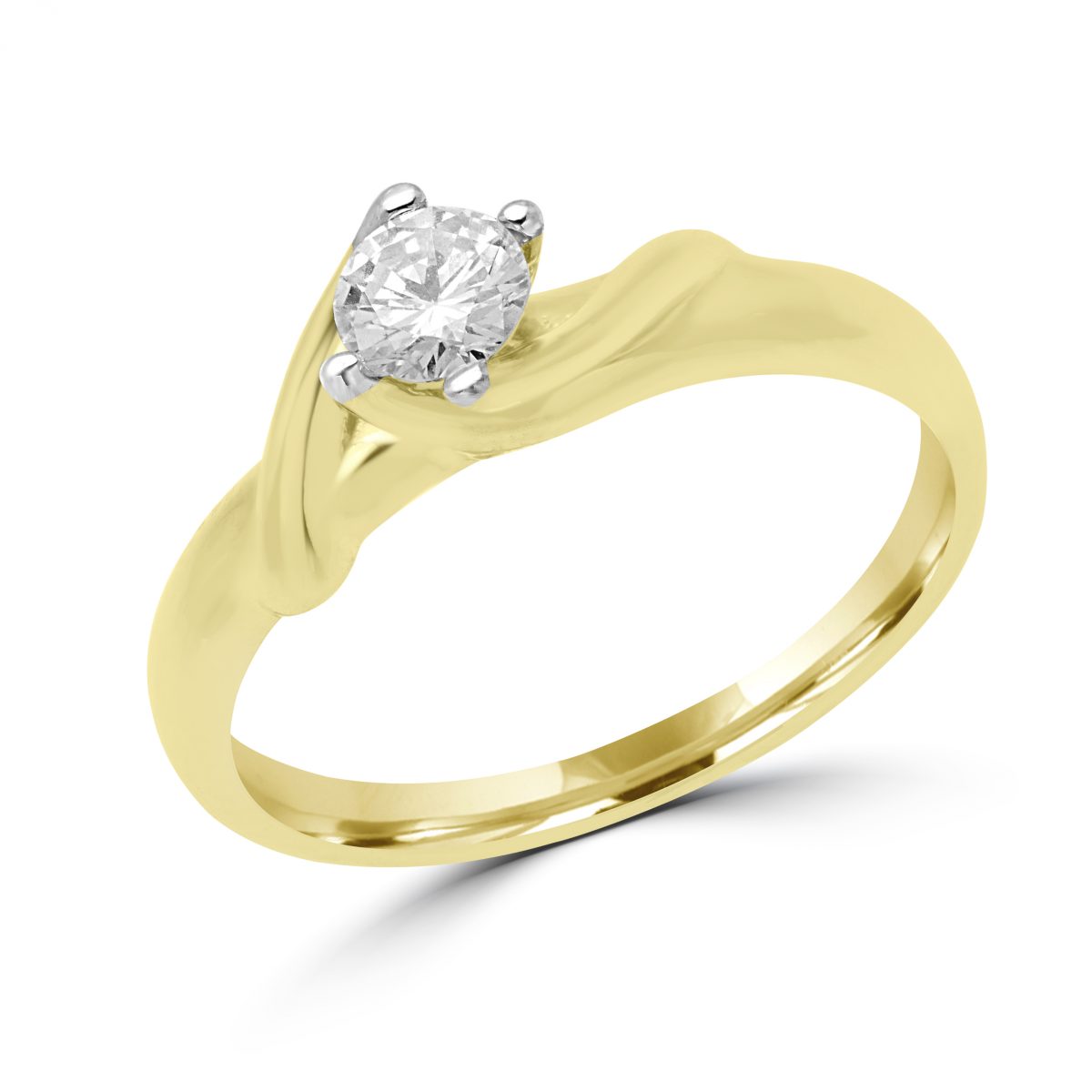 Bague exceptionnelle en or jaune 14 carats avec diamant vs fiançailles de 0,3 carat 